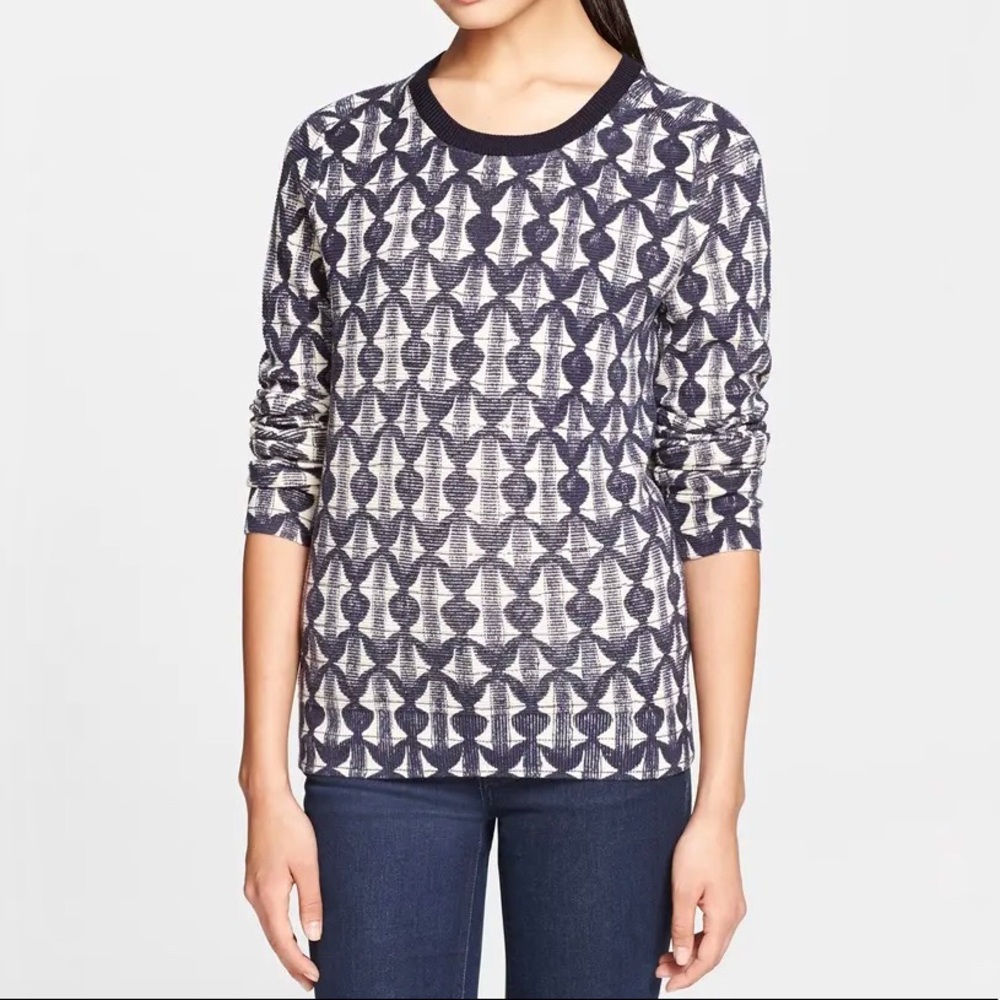 Tory Burch Tia Printed Merino Wool Sweater